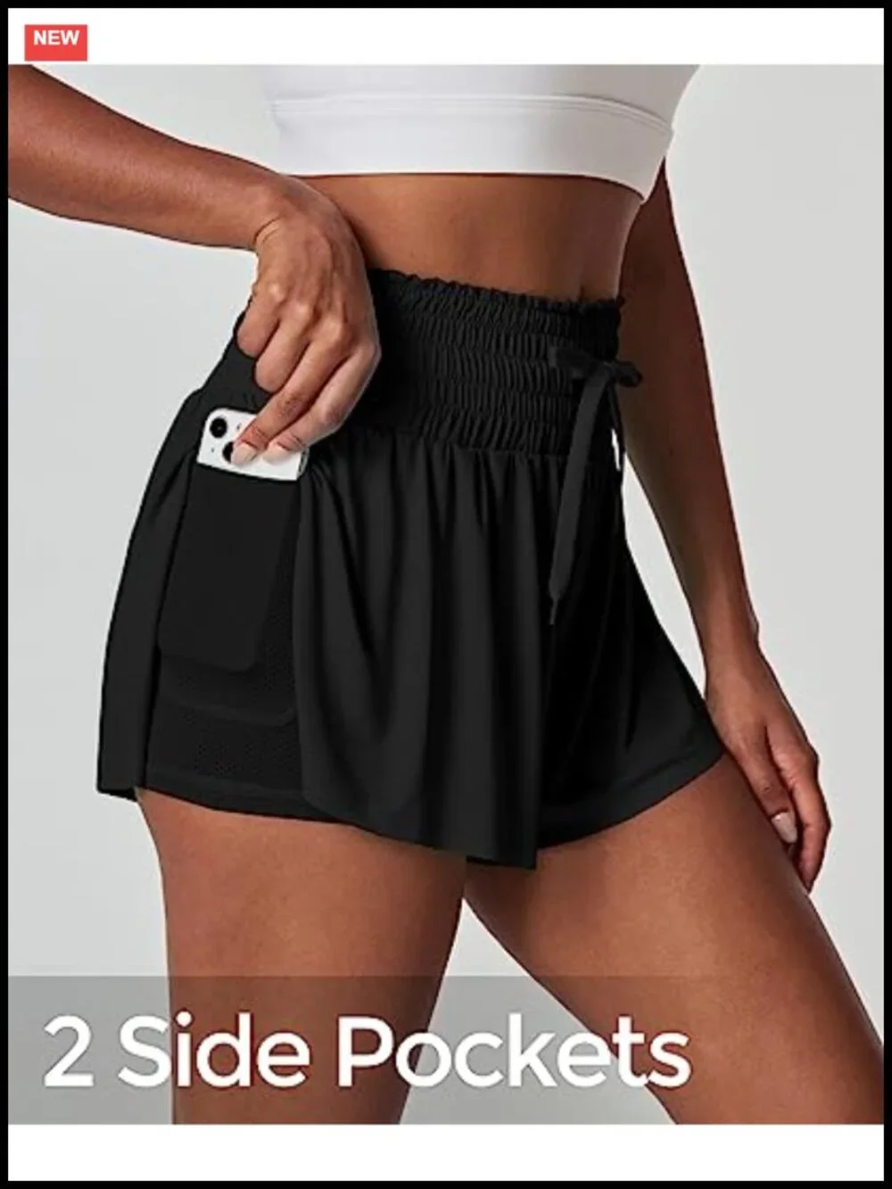 Flowy High Waisted Athletic Shorts with Pockets Tummy Control